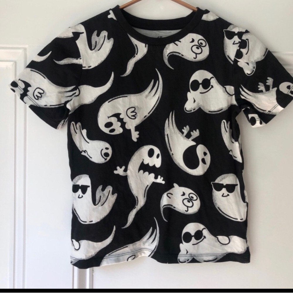 H&M Kids Ghost Print T-Shirt - Black & White